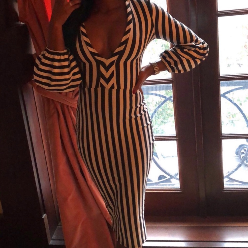 Boohoo stripped bodycon dress